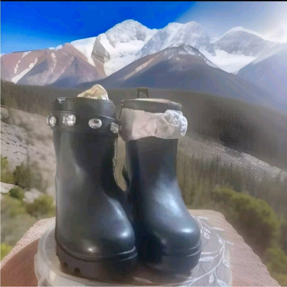 Women's A New Day Black Rhinestone Boots Size 11 with comfy memory foam.used
